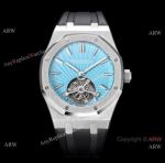 R8 Factory Superclone Audemars Piguet Flying Tourbillon Extra-Thin Turquoise blue Rubber Strap 41mm